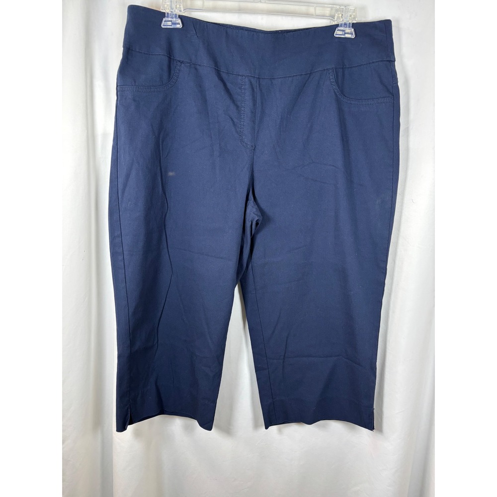 Ruby Rd Woman Navy Blue Pull On‎ Capri Pants Plus Size 20W Stretch Cropped 99279